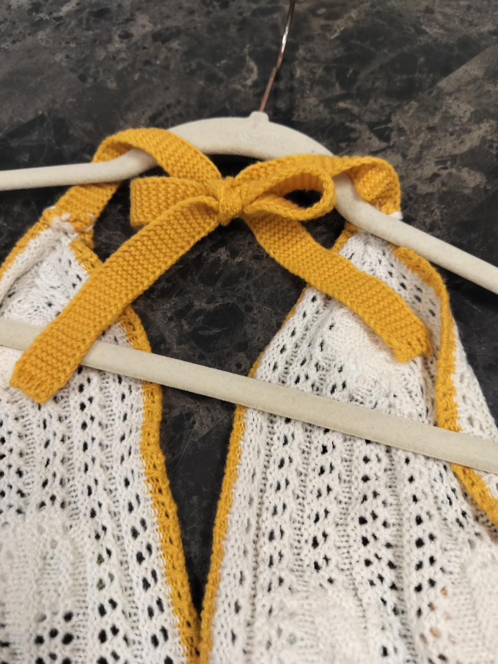 Handmade Crochet Halter Top with Bees & Flowers - Cream & Mustard - Picture 9 of 9